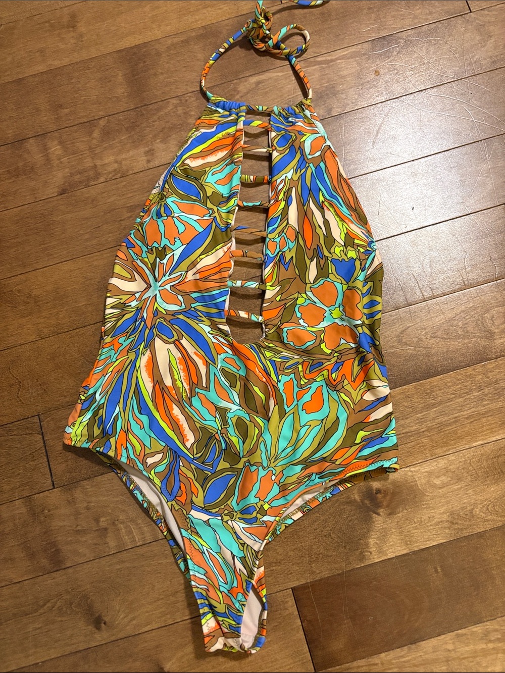 Volcom Multicolor Floral One-Piece Halter Swimsuit